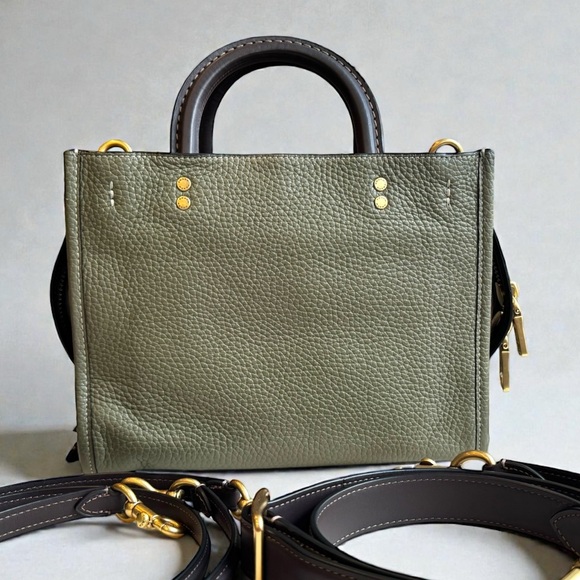 Coach Rogue 25 Color Block Satchel Amy Green and Large Dino Charm - Picture 6 of 15